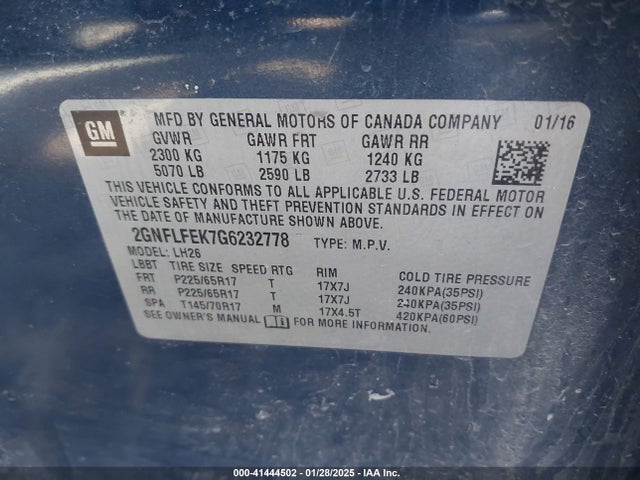 2GNFLFEK7G6232778 Chevrolet EQUINOX LT