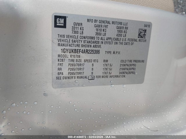 2010 CADILLAC ESCALADE 1GYUKBEF4AR225386 Photo 8