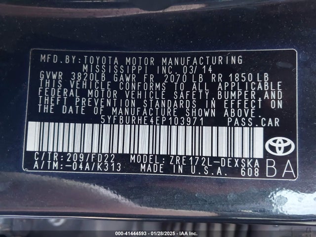 Toyota Corolla S Plus 2014 5YFBURHE4EP103971 Image 9