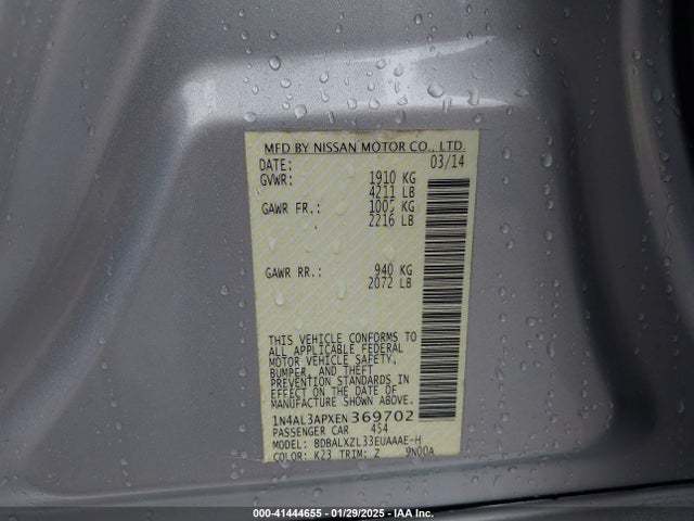 Nissan Altima 2.5 Sl 2014 1N4AL3APXEN369702 Image 9