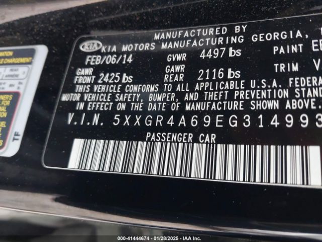 5XXGR4A69EG314993 KIA Optima Sxl Turbo