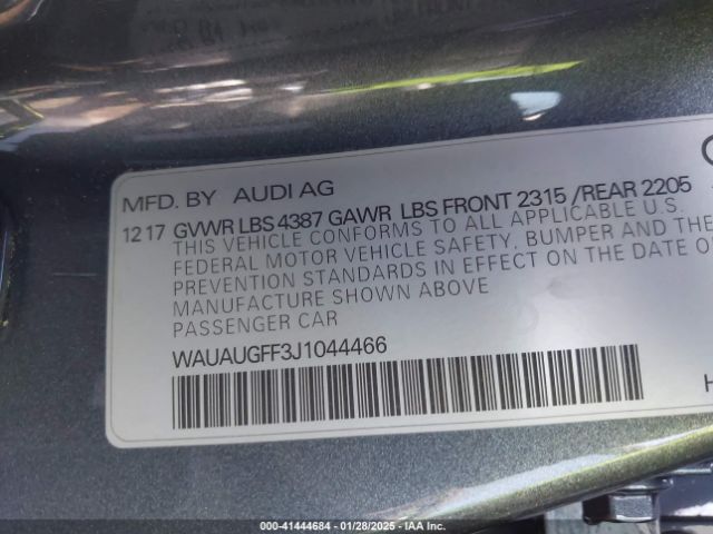 WAUAUGFF3J1044466 Audi A3 2.0t Premium/2.0t Tech Premium