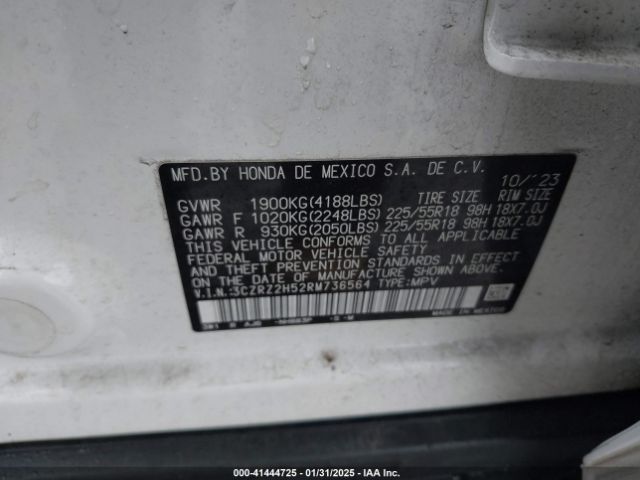 3CZRZ2H52RM736564 Honda Hr-v Awd Sport/awd Sport W/o Bsi