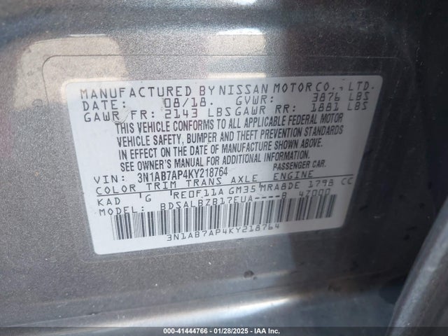 3N1AB7AP4KY218764 Nissan SENTRA S