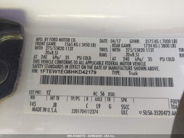 1FTEW1EG8HKD42179 Ford gtdi