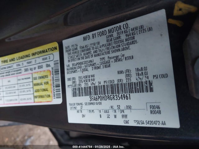 Ford FUSION SE 2016 3FA6P0HD8GR354961 Image 9