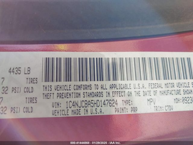 1C4NJCBA5HD147624 Jeep Compass Sport Fwd