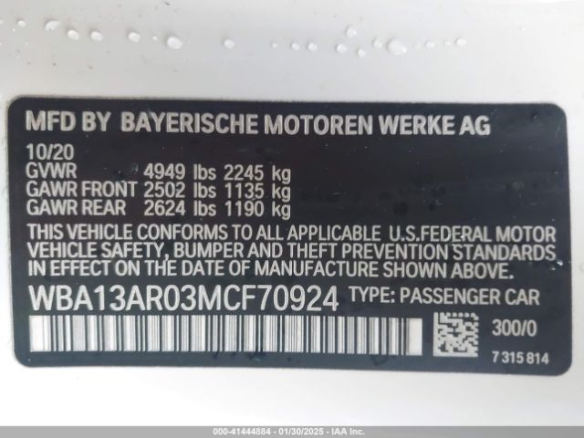 WBA13AR03MCF70924 BMW M440i Xdrive