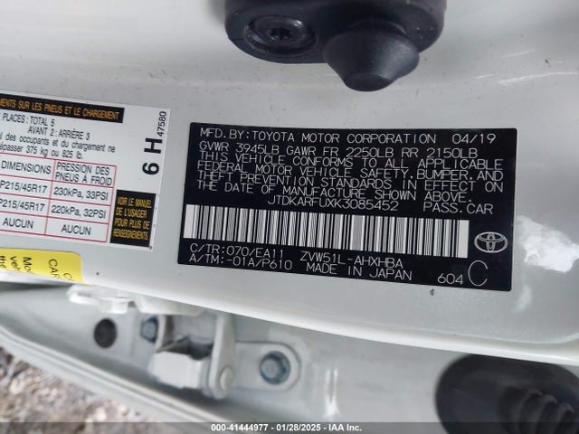 Toyota Prius Limited 2019 JTDKARFUXK3085452 Image 9