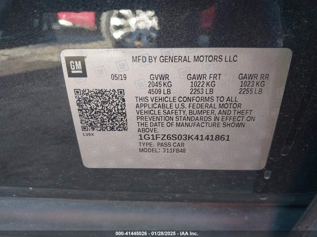 1G1FZ6S03K4141861 Chevrolet Bolt Ev Premier