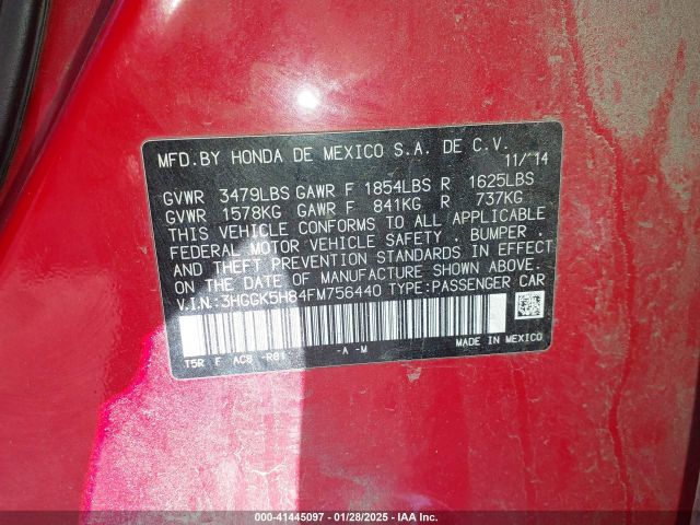 3HGGK5H84FM756440 Honda Fit Ex/ex-l