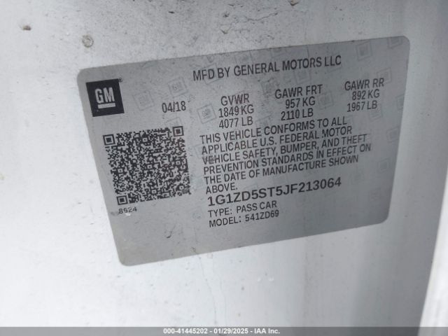 1G1ZD5ST5JF213064 Chevrolet MALIBU LT