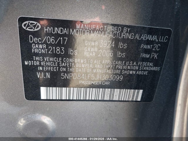 5NPD84LF5JH303099 Hyundai Elantra Value Edition
