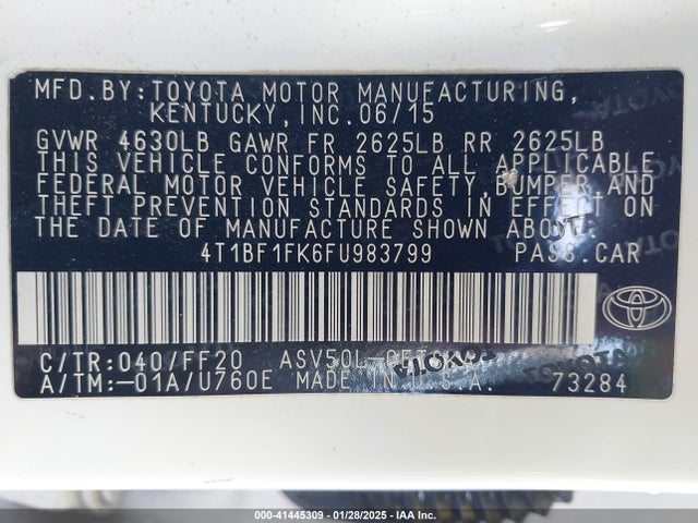 Toyota 2ar-fe 2015 4T1BF1FK6FU983799 Image 9