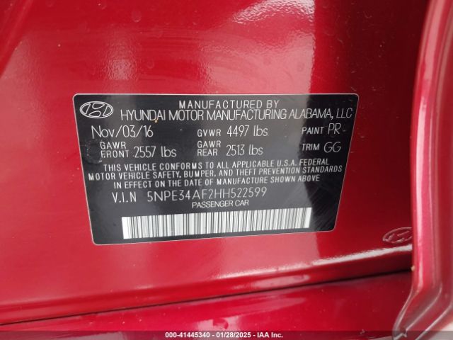 5NPE34AF2HH522599 Hyundai Sonata Sport