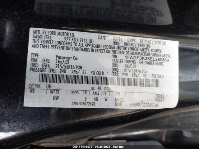 Ford FOCUS SE 2014 1FADP3K26EL280869 Image 9