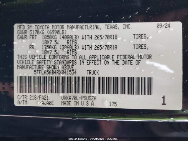 5TFLA5AB4RX041534 Toyota Tundra Sr5