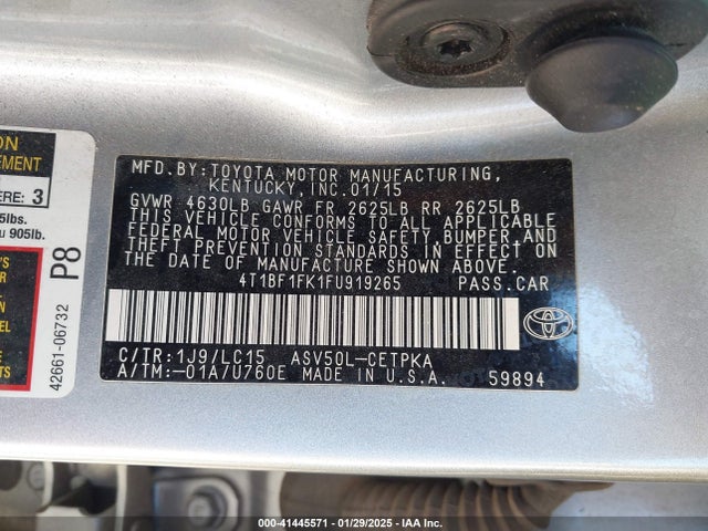 Toyota CAMRY XSE 2015 4T1BF1FK1FU919265 Image 9