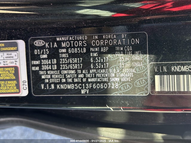 KIA SEDONA LX 2015 KNDMB5C13F6060728 Image 9