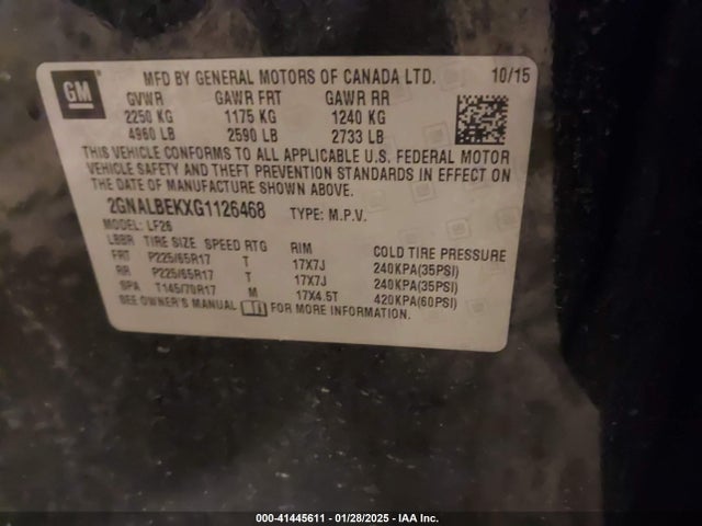 2GNALBEKXG1126468 Chevrolet EQUINOX LS