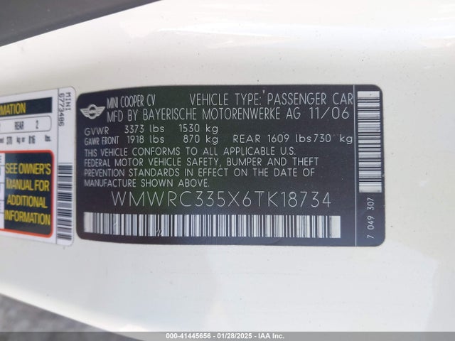 2006 MINI COOPER WMWRC335X6TK18734 Photo 8