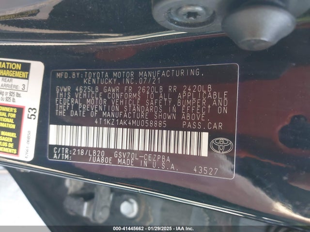 4T1KZ1AK4MU058885 Toyota Camry Trd/xse