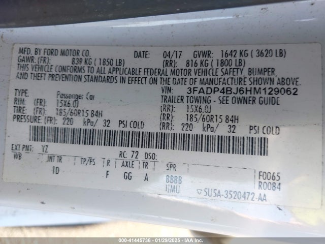 Ford FIESTA SE 2017 3FADP4BJ6HM129062 Image 9