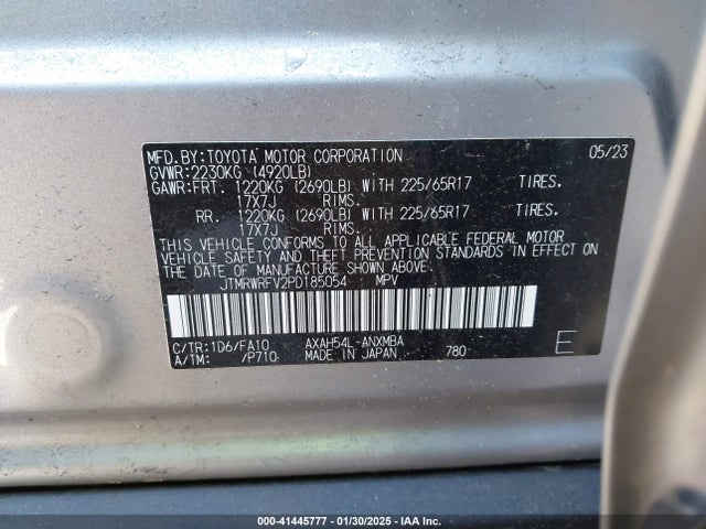 JTMRWRFV2PD185054 Toyota Rav4 Hybrid Xle
