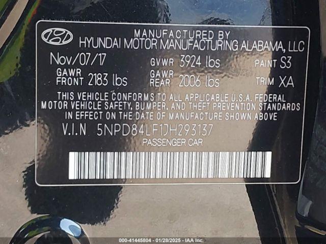 5NPD84LF1JH293137 Hyundai ELANTRA SEL