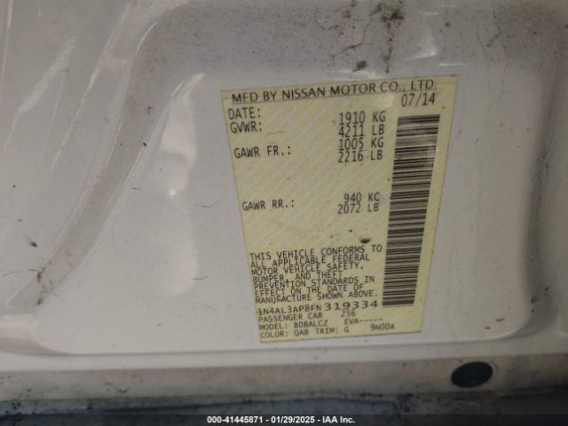 1N4AL3AP8FN319334 Nissan Altima 2.5 S