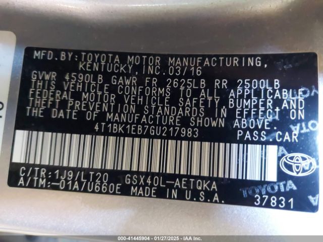 4T1BK1EB7GU217983 Toyota Avalon Touring