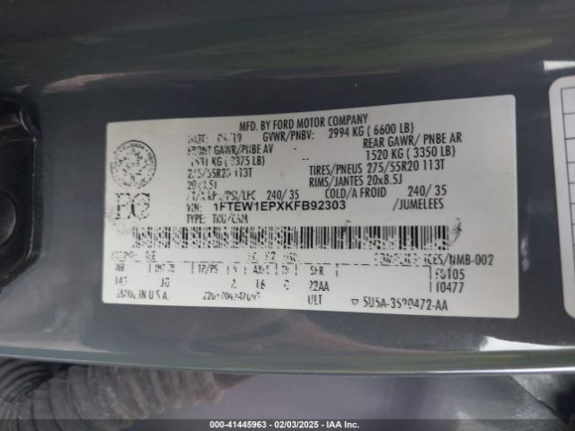 1FTEW1EPXKFB92303 Ford F-150 Xl