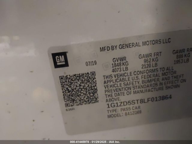 1G1ZD5ST8LF013864 Chevrolet Malibu Fwd Lt