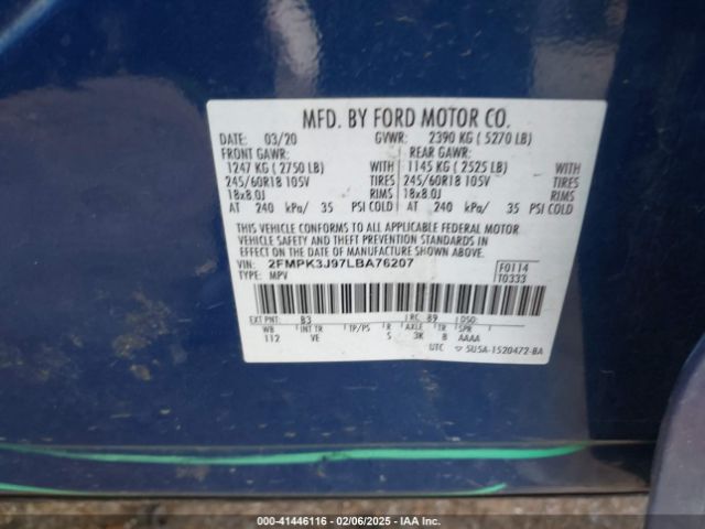 2FMPK3J97LBA76207 Ford EDGE SEL