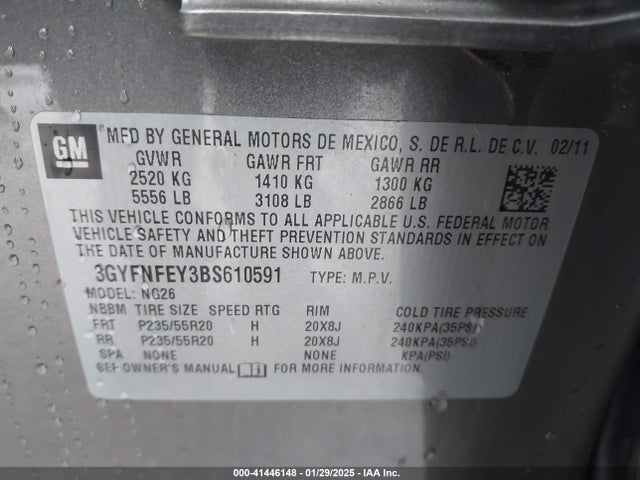 2011 CADILLAC SRX 3GYFNFEY3BS610591 Photo 8