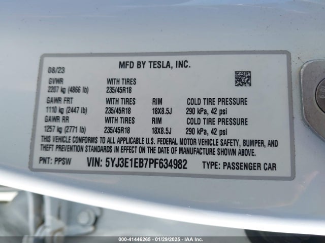 2023 TESLA MODEL 3 5YJ3E1EB7PF634982 Photo 8