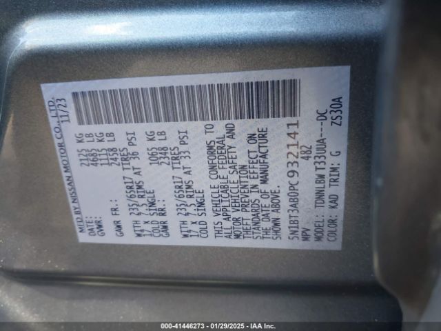 5N1BT3AB0PC932141 Nissan Rogue S Intelligent Awd