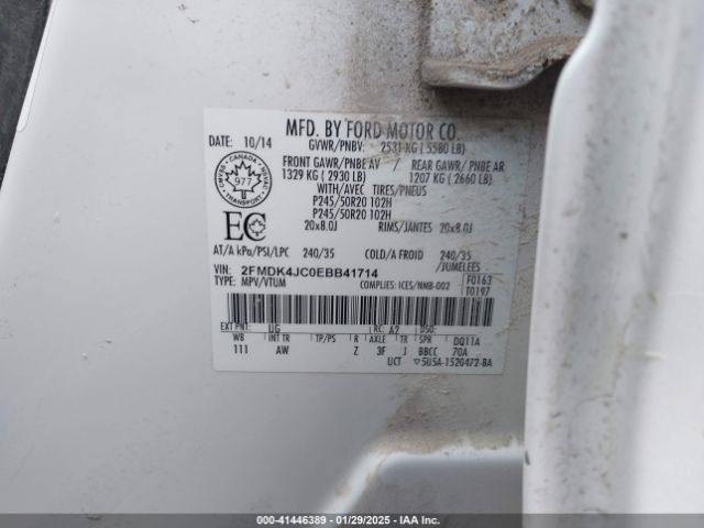 2FMDK4JC0EBB41714 Ford EDGE SEL