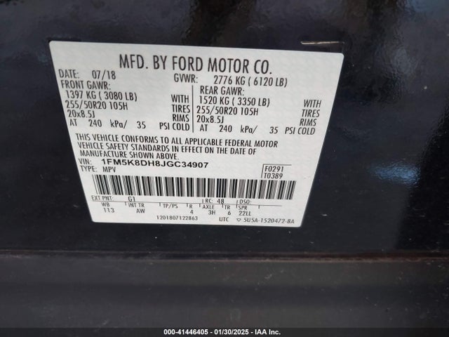 Ford EXPLORER XLT 2018 1FM5K8DH8JGC34907 Image 9