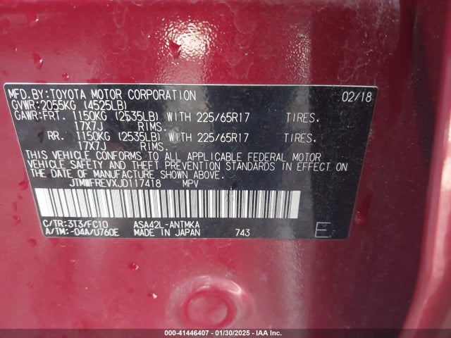 JTMWFREVXJD117418 Toyota Rav4 Adventure/xle
