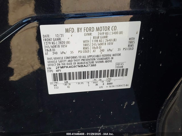 2FMPK4G97NBA27380 Ford EDGE SE