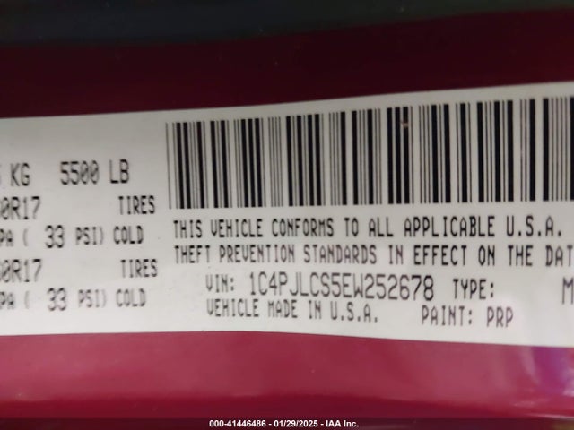 1C4PJLCS5EW252678 Jeep Cherokee Latitude