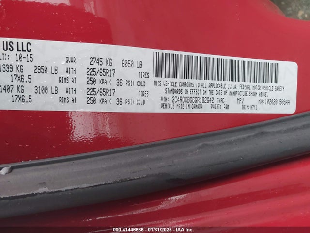 2C4RDGBG6GR182642 Dodge Grand Caravan Se