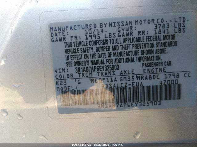 3N1AB7AP6EY325903 Nissan SENTRA S