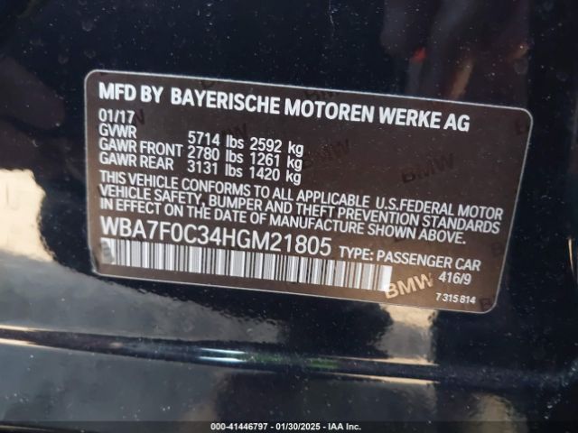 2017 BMW 750I WBA7F0C34HGM21805 Photo 8