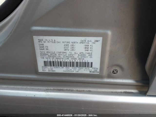 2008 MITSUBISHI GALANT 4A3AB36F18E019633 Photo 8