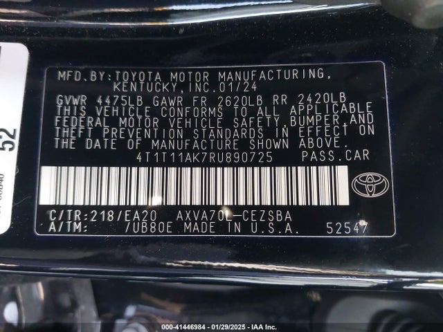 4T1T11AK7RU890725 Toyota CAMRY SE