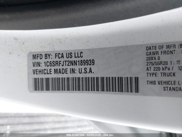 1C6SRFJT2NN189939 RAM 1500