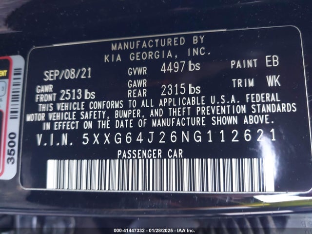 5XXG64J26NG112621 KIA K5 Gt-line