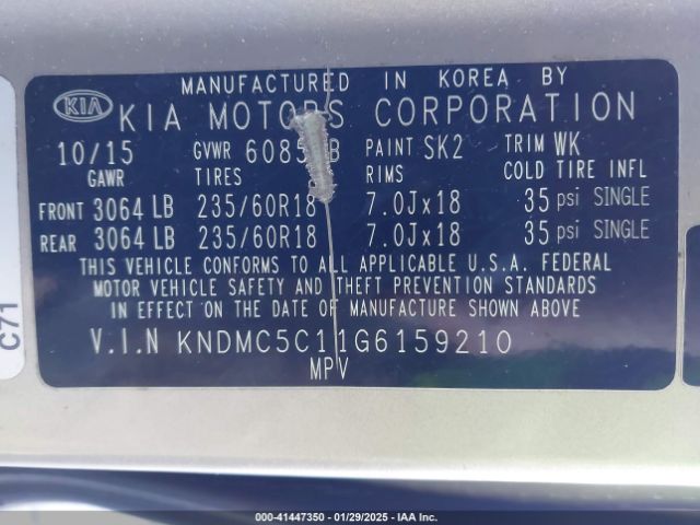 KNDMC5C11G6159210 KIA SEDONA EX
